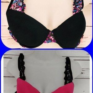 Mix & Co Women's New 2 pack Lightly Padded Bras Black Pink Size‎ 36B